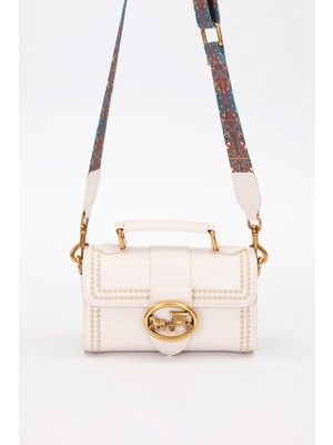 Krem Benek Detay Omuz Çantası