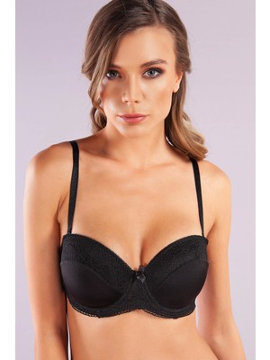 Golshan Gala Balconette Foam Cup Lace Bra, Siyah Konforlu ve Şık Sütyen, Strapless