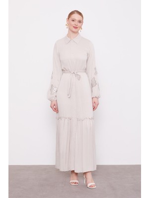 Taş Taş Işleme Detaylı Cupra Elbise