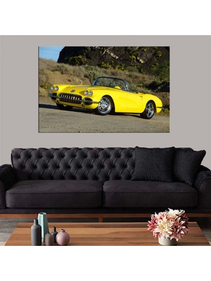Marsilyan- Dekoratif Baskı Klasik Sarı Araba Kanvas Tablo