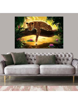 Marsilyan- Dekoratif Baskı Illüstrasyon Leopar Kanvas Tablo