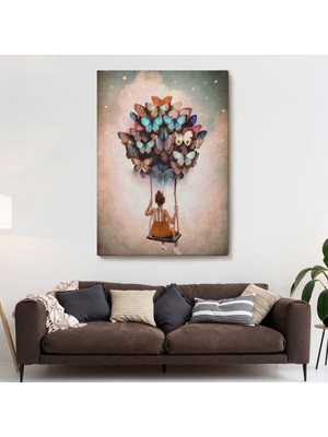 Marsilyan- Kelebeklerin Uçurduğu Kız Çocuğu Duvar TABLOSU-6094