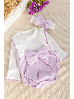 Fiyonklu Bandanalı Kız Bebek Elbise Bebek Tulum