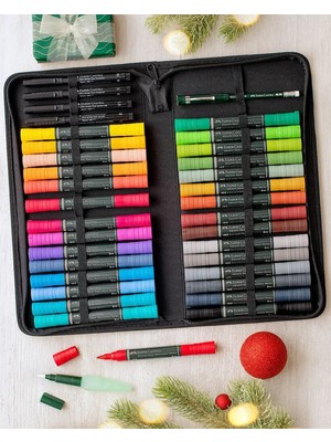 Faber-Castell Albrecht Dürer 30'lu Sulu Boya Marker Seti, Taşınabilir Çantalı, Çift Uçlu