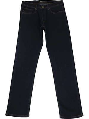 Hacker Fistan Store Erkek Lacivert Yüksek Bel Rahat Kesim Boru Paça Büyük Beden Jean Pantolon