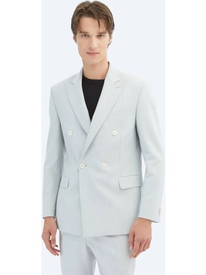 Açık Gri Düz Modern Fit Takım Elbise