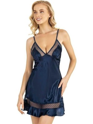 Aria's Closet Lacivert Kısa Saten Gecelik 8212