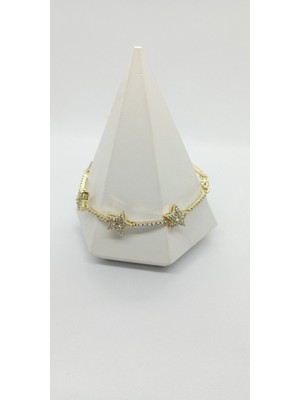 Gold Renk Taş Detaylı Yıldızlı Bileklik