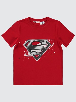 Süperman Erkek Çocuk Tişört 10-13 Yaş Kırmızı