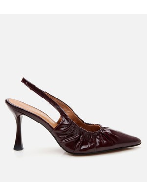 Hotiç Kadın Deri Bordo Arkası Açık Topuklu Ayakkabı