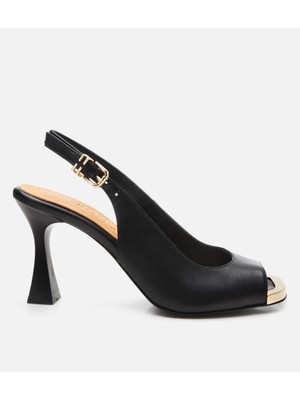 Hotiç Kadın Deri Siyah Topuklu Sandalet