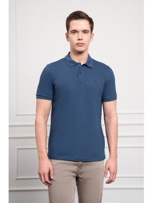 Morven  Erkek Marine Basic Polo Yaka Dynamic Fit T-Shirt