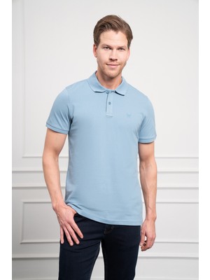 Morven  Erkek Mavi Basic Polo Yaka Dynamic Fit T-Shirt