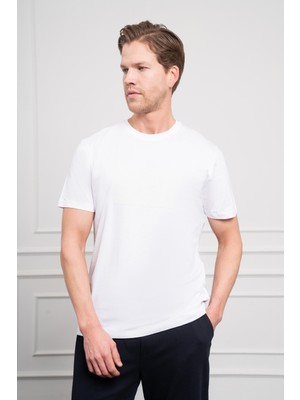 Morven  Erkek Beyaz Trend Bisiklet Yaka Dinamik Fit Pamuk T-Shirt