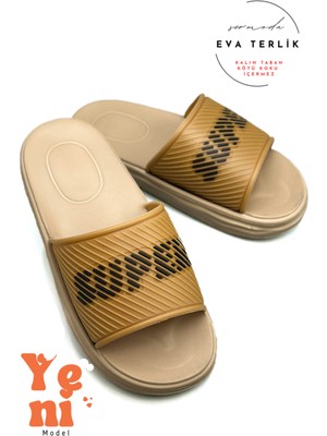 Sermoda Süper Eva Erkek Terliği Plaj Lavabo Erkek Terlik Hafif Terlik Taba