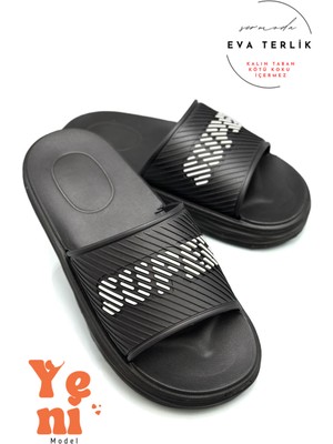 Sermoda Süper Eva Erkek Terliği Plaj Lavabo Erkek Terlik Hafif Terlik Siyah Beyaz