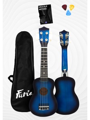 FU-21BLS Soprano Ukulele Mavi-Siyah Modern Tasarım 12 Perde ile Başlangıç İçin Uygun