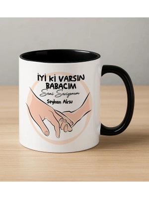 Bk Gift Kişiye Özel Babalar Günü Tasarımlı Siyah Kupa Bardak-6, Babalar Günü Hediyesi, Babaya Hediye, Erkeklere Özel Hediye