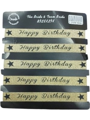5'li Bileklik Happy Birthday Gold Doğum Günü Parti Süsü Bilekliği