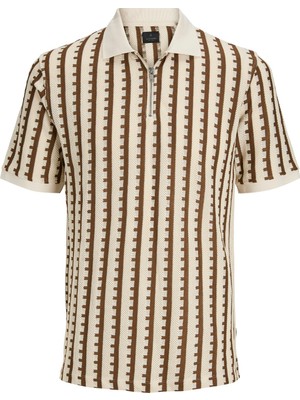 Jack Jones Erkek Örme Fermuar Detaylı Polo Yaka Tişört 12276108