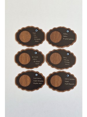 Erdizden 6 Parça Ahşap Lazer Kesim Nazar Boncuklu Bardak ve Fincan Altlığı