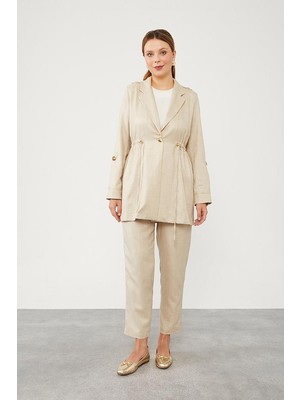 Levidor Taş Beli İp Büzgülü Ceket Takım