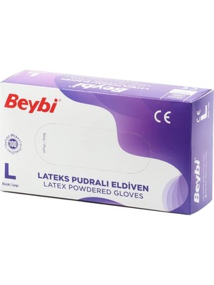 Beybi Lateks Pudralı Eldiven Large 100 Adet