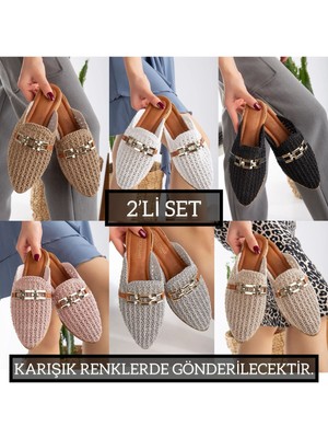 Slipcat 2'li Unisex Kaymaz Sokak Plaj Yazlık Gündelik terlik