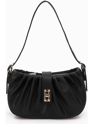 Lêvi D'or Siyah Pile Büzgülü Omuz Çantası