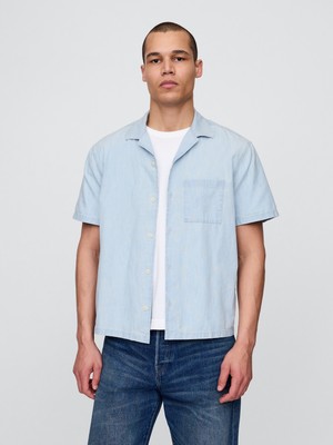 Gap Erkek Açık Mavi Relaxed Denim Gömlek