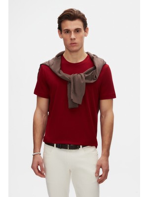 Ds Damat Comfort Fit Bordo %100 Pamuk T-Shirt 6HC14ORT02005