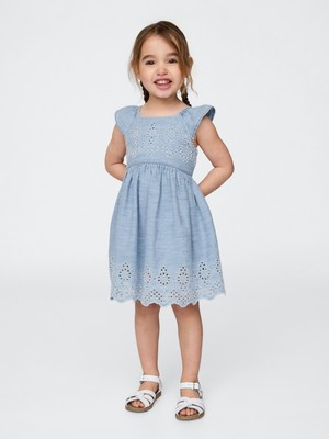 Gap Kız Bebek Açık Mavi Broderie Detaylı Elbise