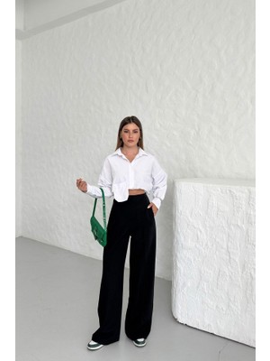 Gökyüzü Moda Yüksek Bel Pensli̇ Palazzo Pantolon