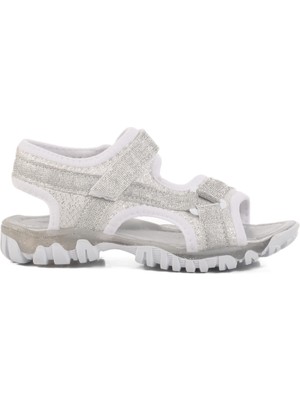 Gümüş Simli Cırtlı Ortopedik Kız Çocuk Spor Sandalet 25T104 F
