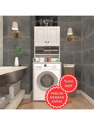 Kenzlife Membran Çamaşır Makinesi Dolabı Hayzum Byzbyz Çerçeve 180*66*55 Mebran Kapak Mdf Gövde
