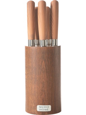 Ahşap Blok 5'li Bıçak Seti