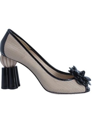 Poletto  Hakiki Deri Sıyah-Nohut Sandalet Topuklu 319 267