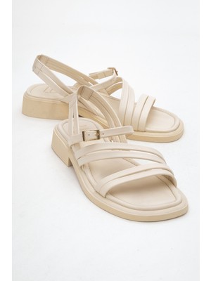 Cesar Bej Hakiki Deri Kadın Sandalet
