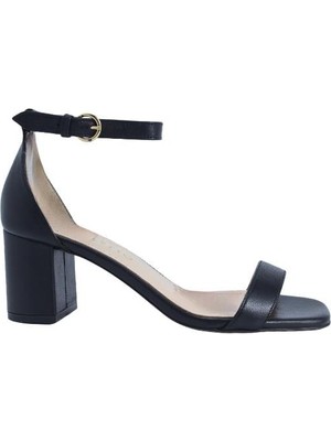 Poletto  Hakiki Deri Sıyah Sandalet Topuklu 1918 33