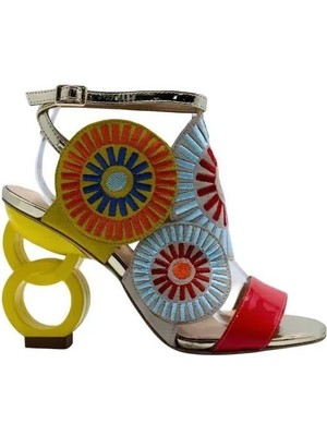 Poletto  Hakiki Deri Nar-Pudra-Sarı-Altın Sandalet Topuklu 6564 158 V1