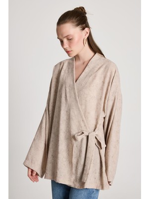 Bellamy Bağlamalı Keten Kimono Taş