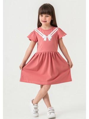 Fiyonk Baskılı Kız Çocuk Elbise 50971