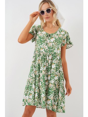 Passense 2352 V Yaka Kısa Elbise - M. Yeşil