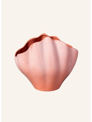 Perlemor Kabuk Vazo, Pastel Pembe, Deniz Kabuğu Formu, Seramik