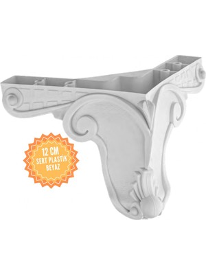 Aslan Beyaz 12 cm Plastik Mobilya Ayağı, Lüks Metal Mobilya Ayak, Koltuk, Dolap, Şifonyer Ayak