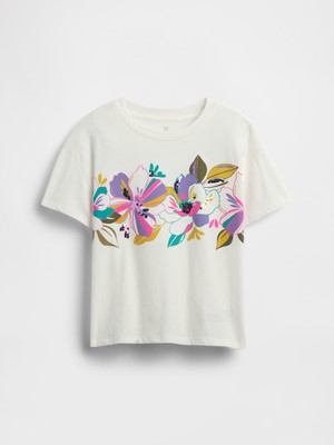 Gap Kız Çocuk Çiçek Desenli Jersey T-Shirt