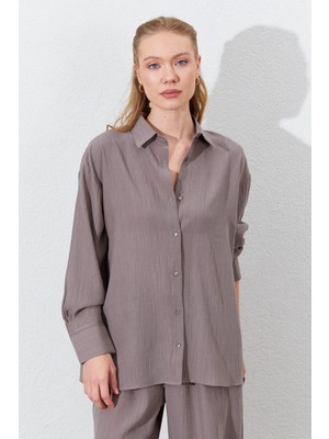 Kadın Vizon Oversize Gömlek