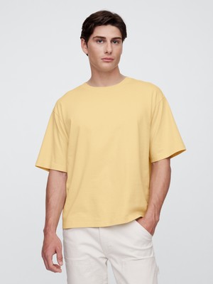 Erkek Sarı Vintage Soft Boxy T-Shirt