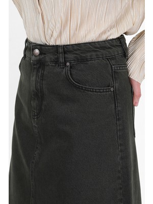 Yüksek Bel A Kesim Denim Etek