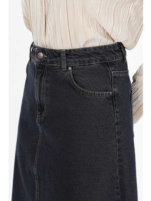 Yüksek Bel A Kesim Denim Etek